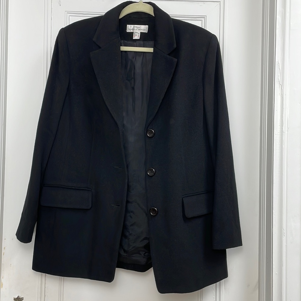 Vintage ST MICHAEL Mark & Spencer cashmere blend Blazer black classic